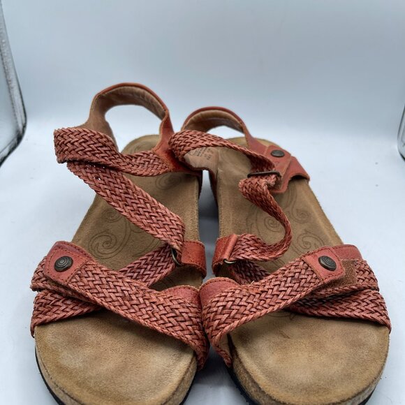 TAOS TRULIE Terracotta Braided Leather Sandals Adjustable Strap Size 6.5 EU 37 | - Picture 2 of 10